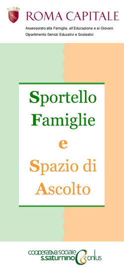 Copertina della brochure dello Sportello Famiglie e Spazio di Ascolto